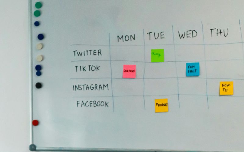 Social media strategy to increase followers with weekly content calendar for multi-platform planning